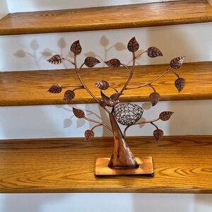 Modern Bronze Jewelry holder stand Organizer Tree w/ Bird Nest Holds 48 Earrings